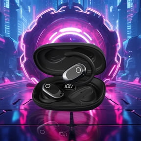 up to 65% off karymi Wireless Bluetooth Headphones Intelligent Noise Reduction Earbuds Digital Power Display and Stereo HiFi Sound Bluetooth 5.4 Hanging Ear Rotatable Earphones Clearance Sales