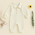 thumbnail image 1 of Up to 65% off kttectoa Baby Girl Fall Outfits Casual Solid Lapel Neck Long Sleeve Climbing Romper Snap-Up Rompers Fall Baby Girl Outfits Newborn Boy Outfits Baby Romper 0-12M Cyber_Monday, 1 of 3