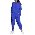 thumbnail image 1 of Autumn 2 Piece Sets for Women Plus Size Solid Color Irregular Design Long Sleeved Hoodie Pants Set Long Sleeved Round Neck Top/Shirt Set, 1 of 8