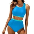 thumbnail image 1 of Dvprdro Womens Tankini Swimsuit Trendy High Waisted Bikini Bathing Suit Set Two Piece Sports Set Swimsuit with Lining Chest Cushion 2 Piece Swimsuit Light Blue, 1 of 5