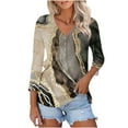 thumbnail image 1 of Fashion 3/4 Sleeve Summer Tops for Womens 2024 Plus Size Spring And Summer Print Top Collar Button Sexy Shirt 3/4 Sleeve Long Sleeve V Neck Top/Shirt, 1 of 7