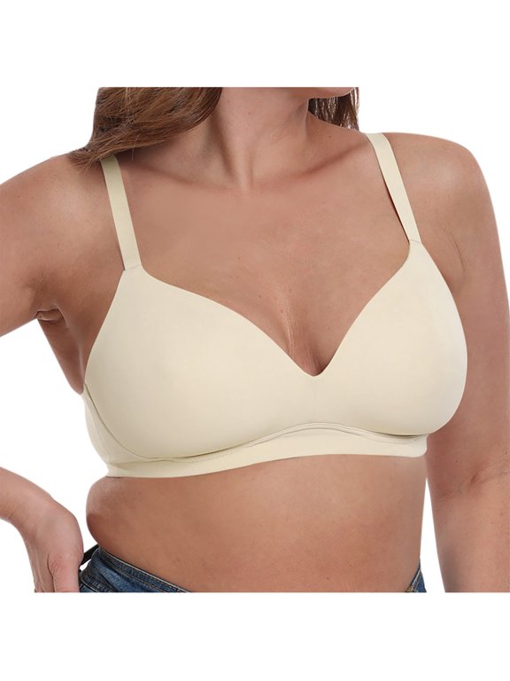 Up to 65% off!Fashion Large Size Sports Bras for Women Full Coverage Solid Color Full Cup-thin Ice Silk Seamless Large Chest Gathering Breathable Underwear Daily Bra