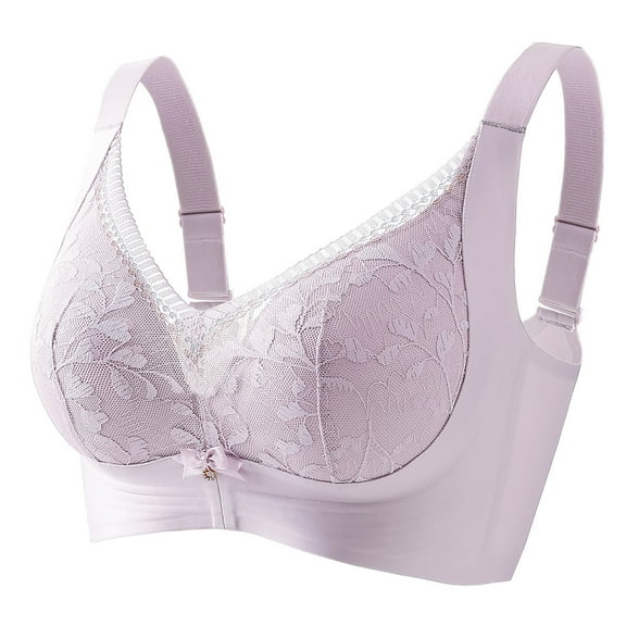 Fashion Large Size Sports Bras for Women Full Coverage Underwear With Large Cup Size Large Chest Small Gathering Sagging Bra Leaf Vein Lace Bra