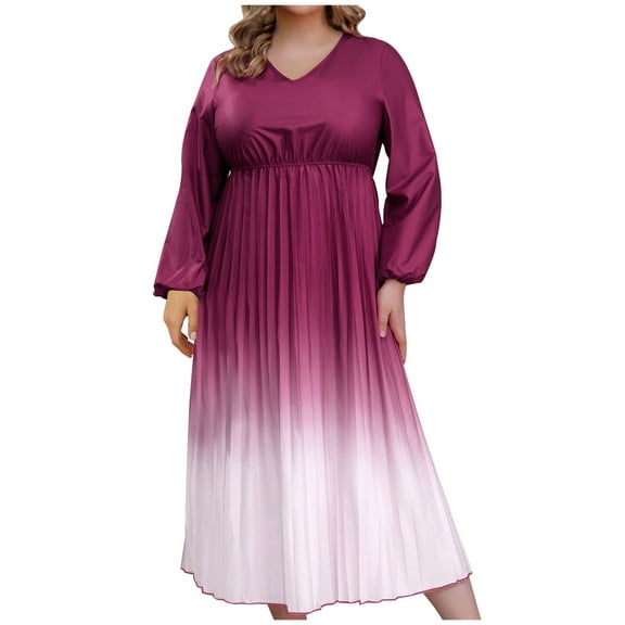 Summer Oversize Maxi Dresses for Womens 2025 Fashion Casual Solid Color V-Neck Elastic Waist Stitching Long Skirt Dress Long Sleeve V-Neck Ankle Dress