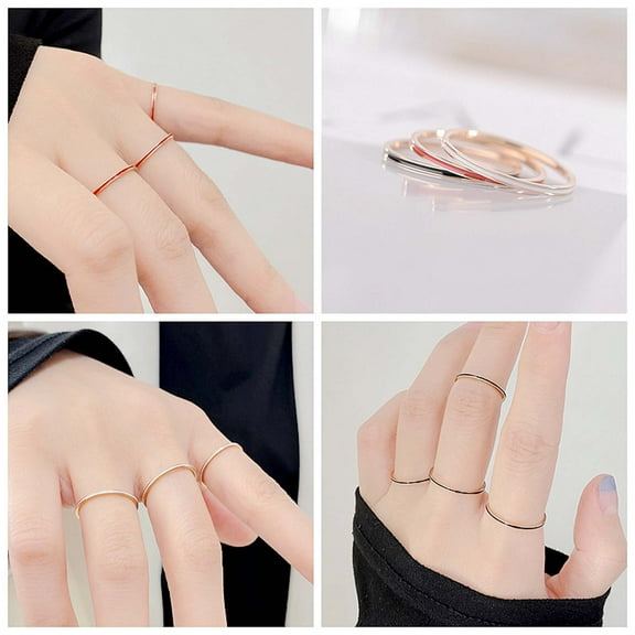 Up to 65% off! Temperament Versatile 1MM Thin Titanium Steel Ring Female Fashion Plain Ring Tail Ring Jewelry Valentine's Day & Mother's Day Gifts,Rings-Size 6