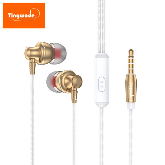 Up to 65% off! Wired Earbuds 3.5MM Noise-cancelling Headphones with High Sound Quality 1.2 Meter Braided Cord Headset for MP3 CD Player Music Phone Computer Laptop PC Tablet