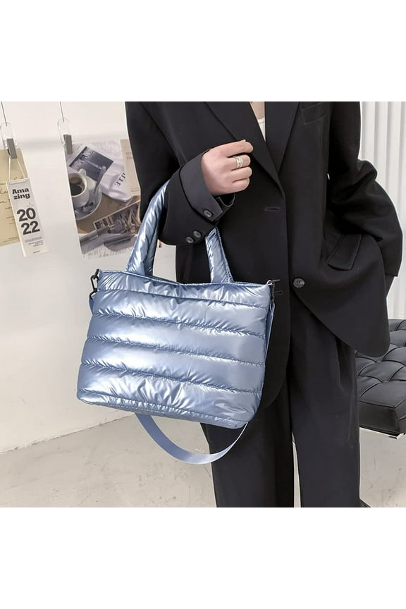 Up to 65 off!Yyuenw Puffer Tote Bag for Women, Stylish Multi-Way Carrying Shoulder Bag with Laptop Compartment, Lattice Handbags for Women Large Puffer Tote Bag Shoulder Bag Puffer Luxury Bags