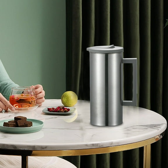 Up to 65% off tumgatte Stainless Steel Cold Water Kettle 1.6L Household Kettle,Restaurant Beverage Kettle,Milk Kettle,Large Capacity,Convenient Straight Tube Kettle with Lid Clearance