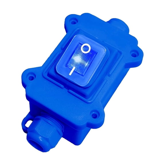 65 waterproof inline cable switch 12/24/3630 lights 42 position on/off outdoor rocker switch toggle switch with certification, double-sided inlet and outlet (blue light)