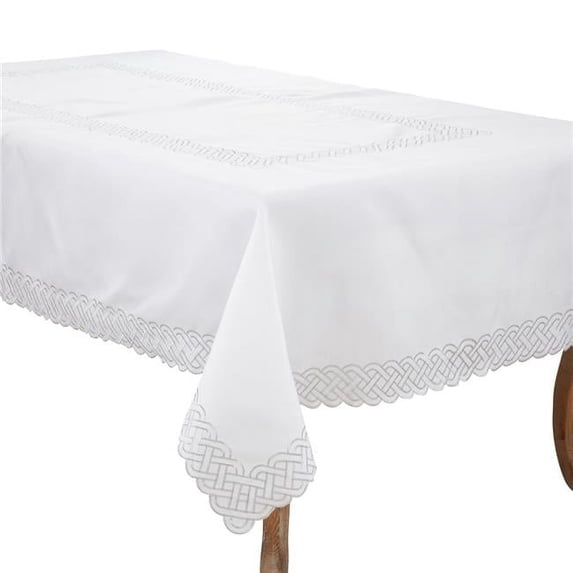 65 x 120 in. Braid Embroidered Oblong Tablecloth, Silver