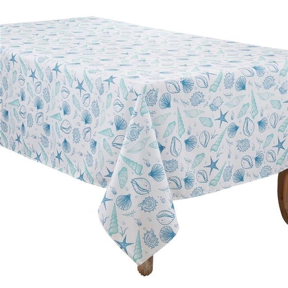 65 x 120 in. Seashell Design Oblong Tablecloth, Blue