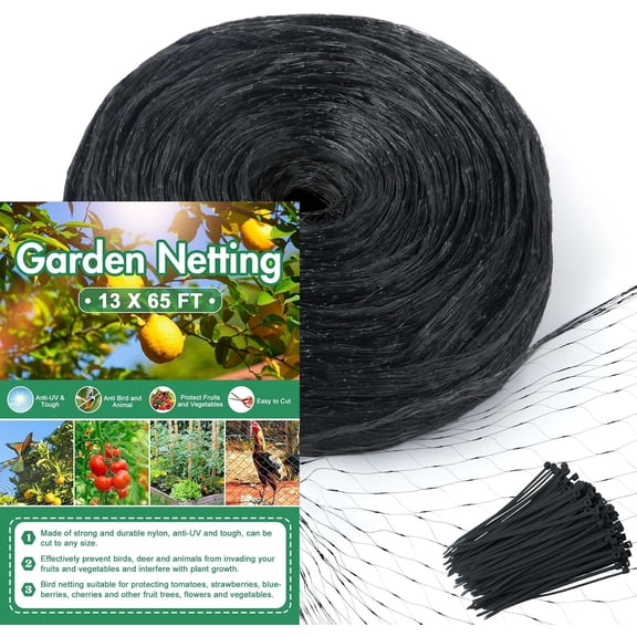 65 x 13 Ft Bird Netting for Garden, Heavy Duty Garden Net Protect Fruit Trees and Vegetable Plants, Fruit Tree Netting Against Birds and Other Animals