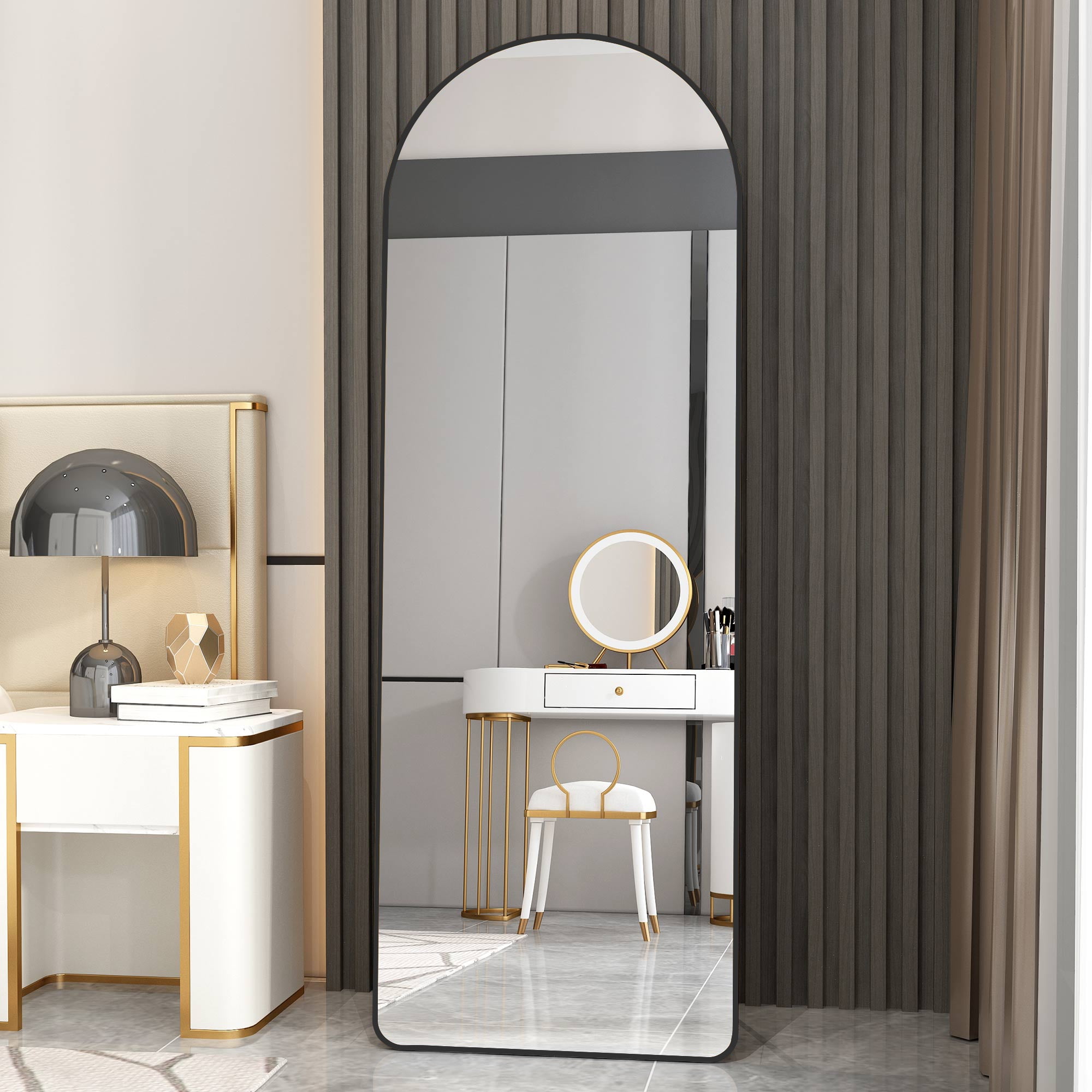 65" x 23" Arched Full Length Mirror Floor Mirror with Aluminum Alloy ...