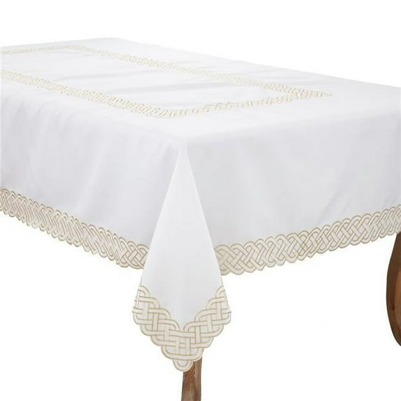 65 x 90 in. Braid Embroidered Oblong Tablecloth, Gold