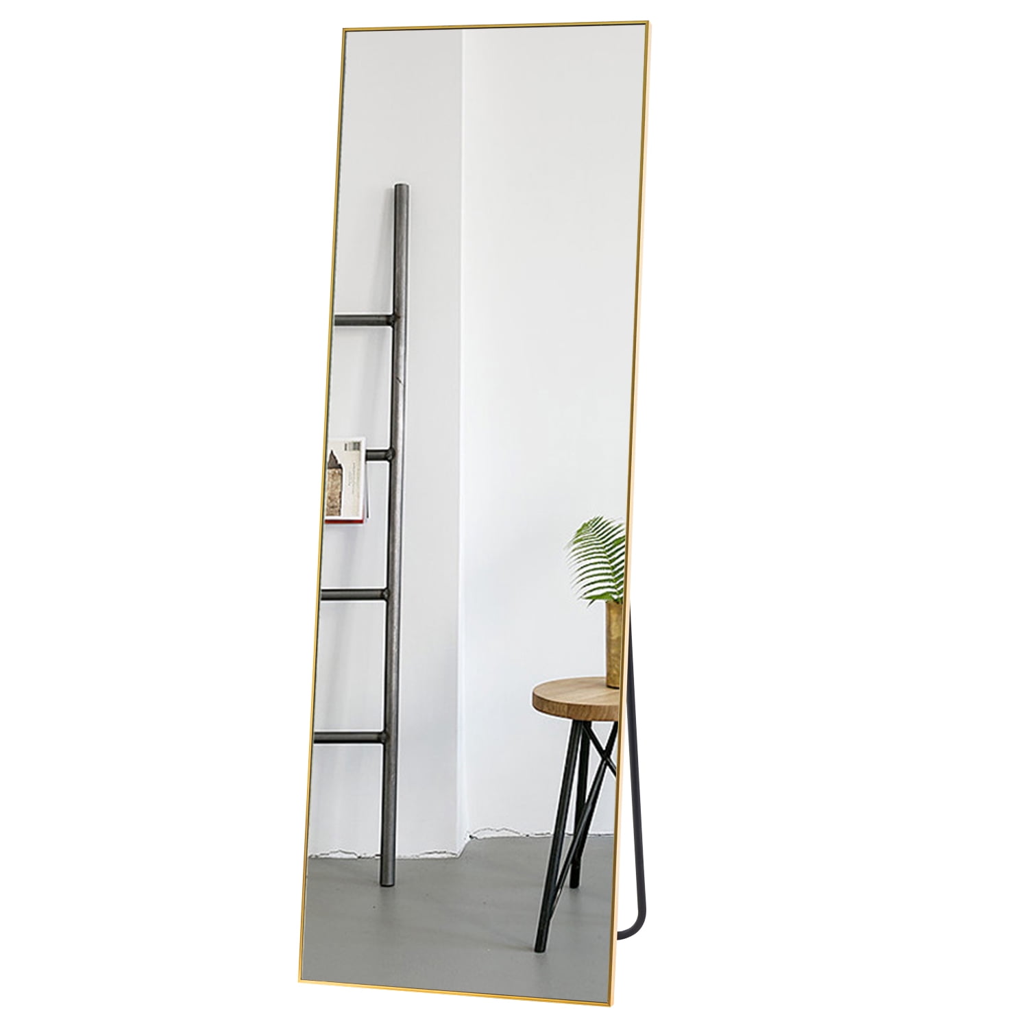 65"x22" Modern Polystyrene Frame Rectangle Floor Mirror Full Length Mirror with Bracket,Gold