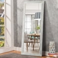 thumbnail image 1 of 65"x22" Solid Wood Full Length Mirror with Standing Holder Floor Mirror Rectangular Wall Mounted Mirror Hanging Leaning, White, 1 of 8