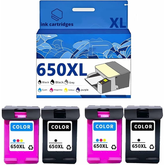 650 650XL CZ101AE CZ102AE Ink Cartridge Compatible for HP 1015 1515 2515 2545 2645 3515 4645 Printers, Leak-Proof Design Crisp Printing, Home & Office Use