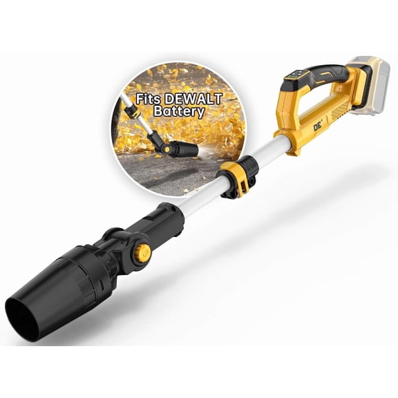 650 CFM 280 MPH Cordless Leaf Blower, 31000 RPM Brushless Motor, 60° Adjustable Head, Telescopic Pole up to 36 Inches, 3-Speed, Lock-On Switch, Compatible with DeWalt 20V Max Battery (Bare Tool）