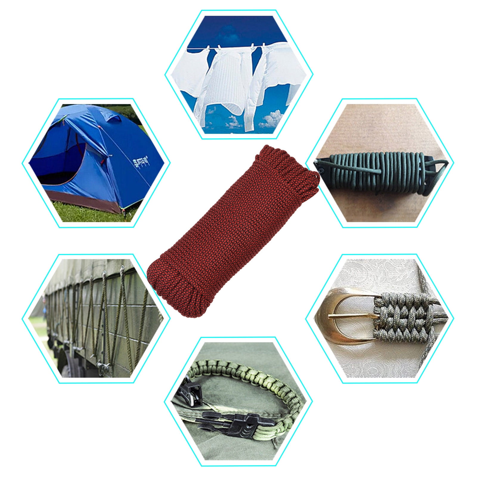 SOFPLATE 102 Fuß/31 M Fallschirmseil Im Dunkeln Leuchtendes Paracord Set 4mm Grünes Polyester Multifunktionales Leuchtendes Survival Kletter Paracord Schlüsselband Mit Spule Für Zubehör Zu Heimwerker