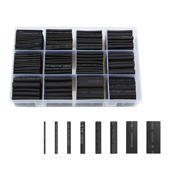 Worgeous Waterproof Heat Shrink Tubing for Repairing XLPE Black 650Pcs Various Sizes Available