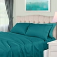 thumbnail image 1 of 650 Thread Count 100% Egyptian Cotton Deep Pocket Solid Bedding Sheets & Pillowcases, 4-Piece Set by Blue Nile Mills - Olympic Queen, Caribbean, 1 of 9