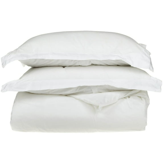 650-Thread Count 100% Egyptian Cotton Mediumweight Solid Duvet Cover Set White / Twin