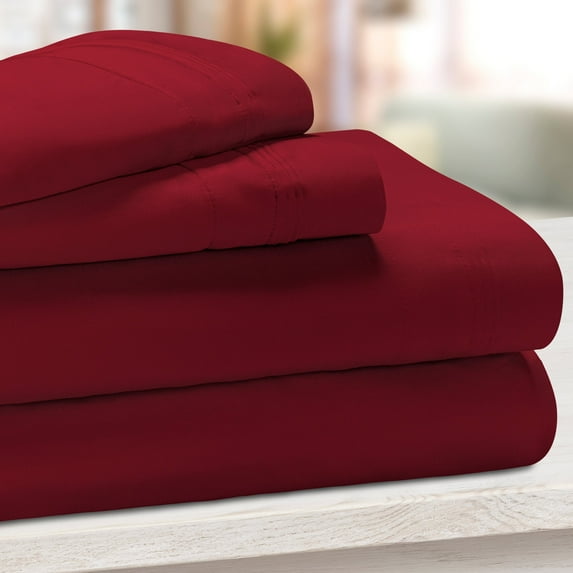 650-Thread Count 100% Egyptian Cotton Mediumweight Solid Sheet Set with Deep Pockets Burgundy / Cal King