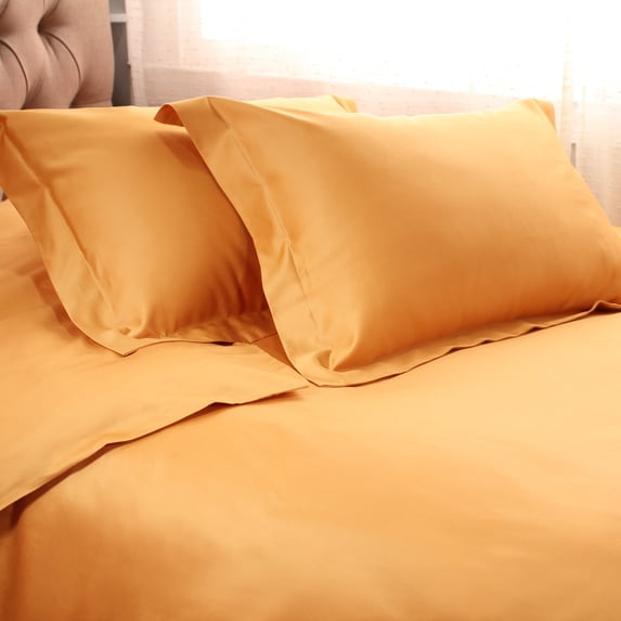 650 Thread Count 100% Egyptian Cotton Solid Duvet Cover & Pillow Shams, 2-Piece Duvet Cover Set by Blue Nile Mills – Twin, Maple Sugar