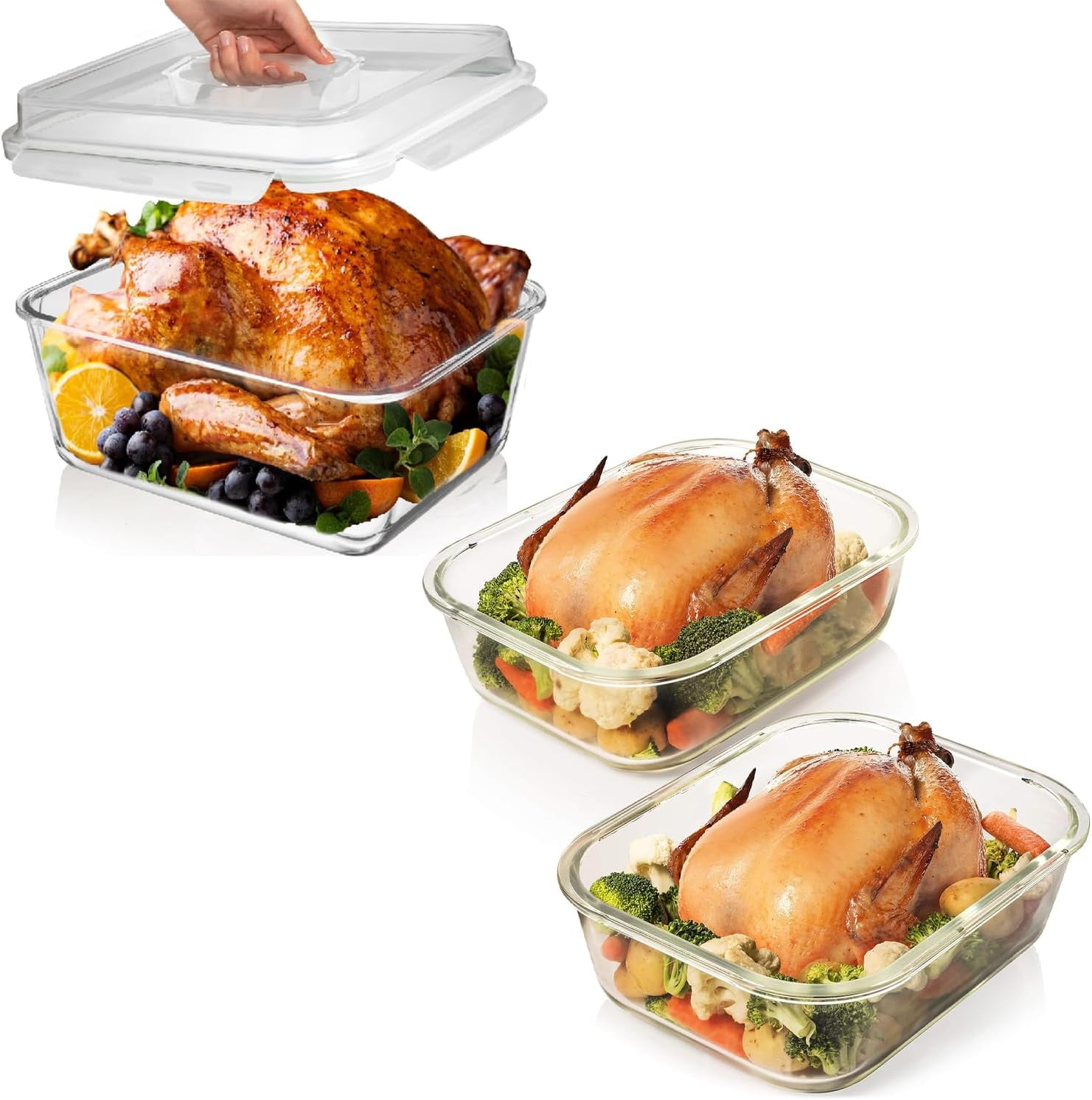 6500 ML / 220 oz / 28 Cup + 10 Cups / 80 Oz 4 PC LARGE Glass Food