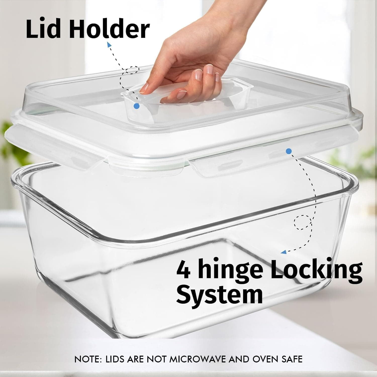 6500 ML / 220 oz / 28 Cup LARGE Glass Food Storage Container with Airtight Locking Lid. Ideal Storing food, Vegetables, Fruits. Baking Casserole, Lasagna, Roasting Turkey, Chicken