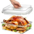 thumbnail image 1 of 6500 ML / 220 oz / 28 Cup LARGE Glass Food Storage Container with Airtight Locking Lid. Ideal Storing food, Vegetables, Fruits. Baking Casserole, Lasagna, Roasting Turkey, Chicken BPA Free Oven Safe, 1 of 6