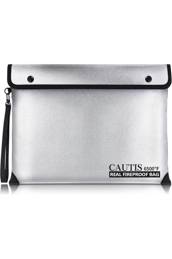 6500℉ Real Fireproof Document Bag, Wallet with Fire Proof Zipper, 8 Layer Material, Envelope Bag for A4 Size Documents