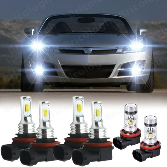 6500K LED Headlight High Low + Fog Light Bulbs Combo for Saturn Sky 2007-2010 6PCS