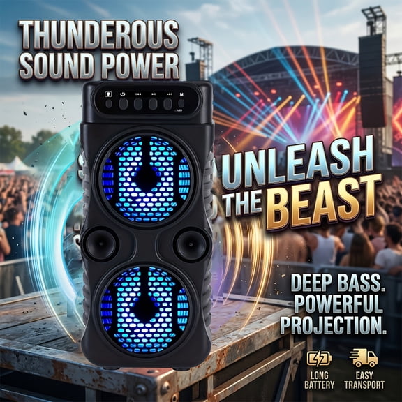 6500W Bluetooth 5.0 Portable DJ PA Speaker RGB Light TWS Subwoofer FM USB TF AUX Guitar Mic Input Long Battery Party Gift