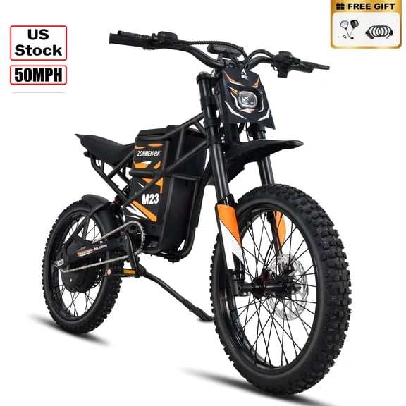 6500W(Peak) Electric Dirt Bike for Adults, 50Mph top speed with 60V 30Ah Battery,20" Fat Tire Full Suspension, Hydraulic Disc Brakes