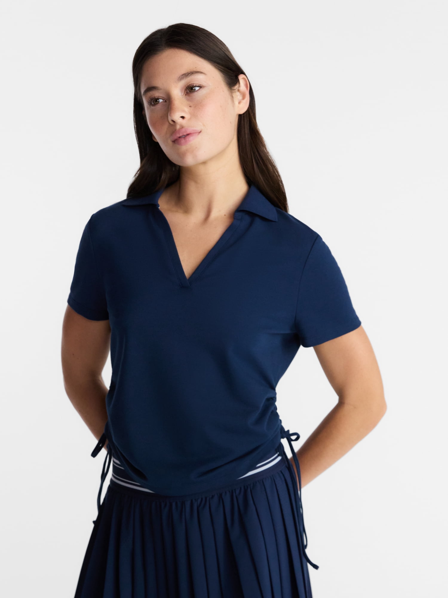 Avia Women's Cinched Side Pique Polo Shirt, Sizes XS-XXXL