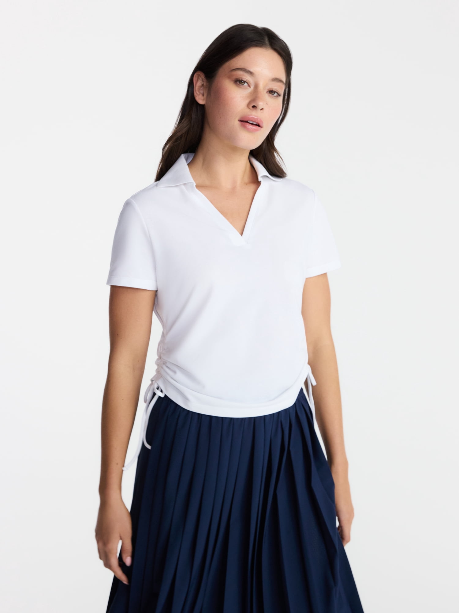 Avia Women's Cinched Side Pique Polo Shirt, Sizes XS-XXXL