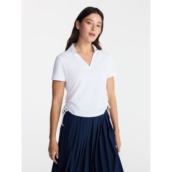 Avia Women's Cinched Side Pique Polo Shirt, Sizes XS-XXXL