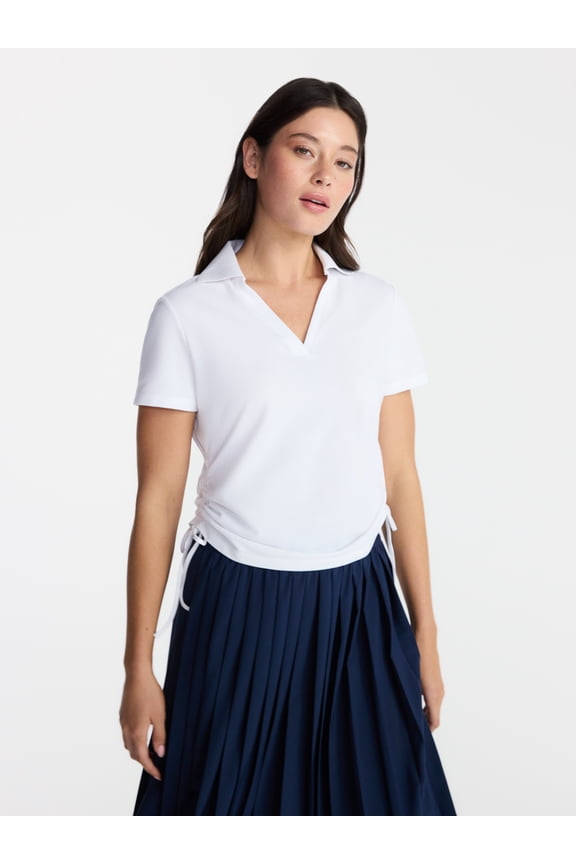 Women's Cinched Side Pique Polo Shirt, Sizes XS-XXXL