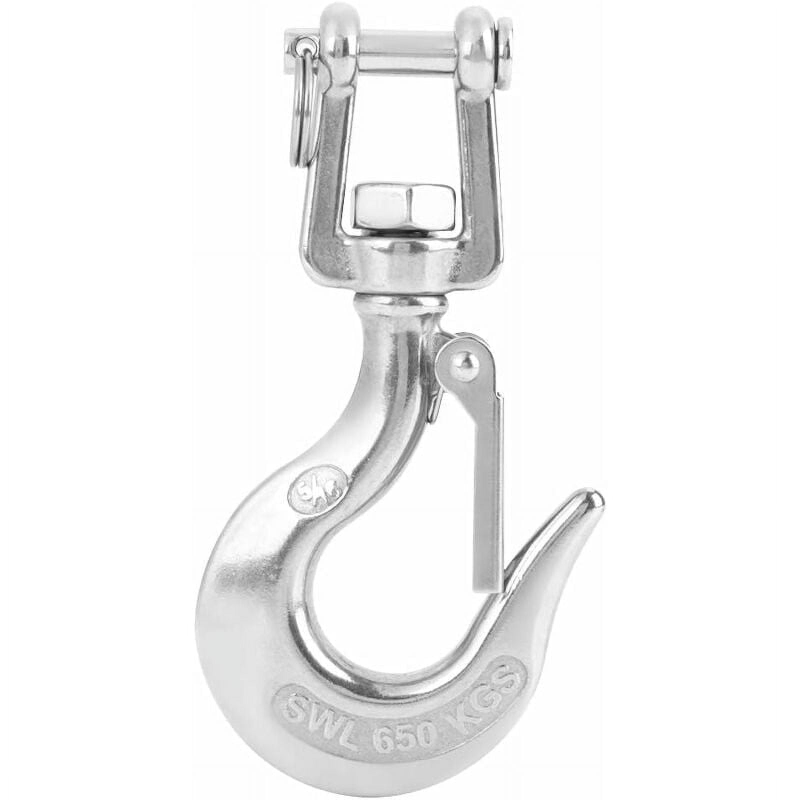 304 Stainless Steel Swivel Lifting Hook With Latch - 650kg Capacity For Rigging, Winch, Boat Lift