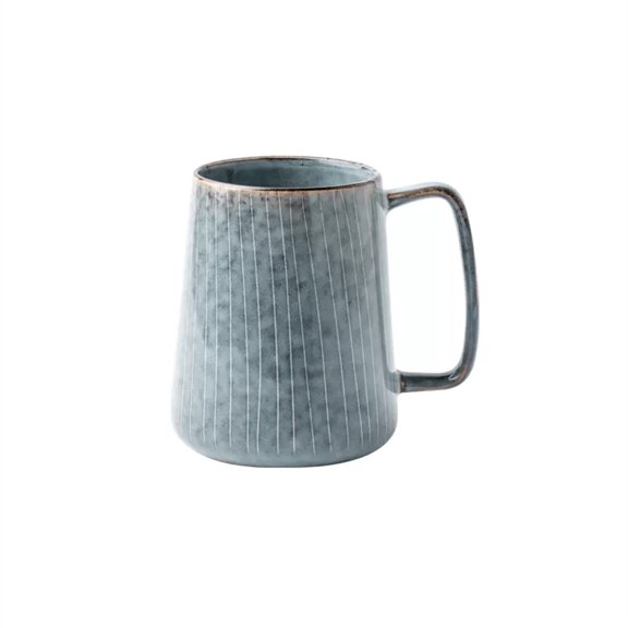 650ML Retro Vertical Grain Ceramic Coffee Cup Home Personality Super Capacity Mug Office Creative Tea Cup