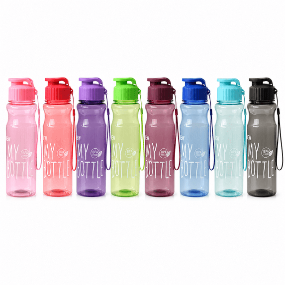 650ML Sports Water Bottle with Lanyard, Leak-Proof PET Portable Water Jug with Wide Mouth, Lightweight Fitness Bottle for Gym, Travel, Camping & Outdoor