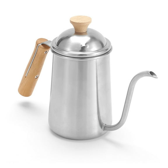 650Ml Stainless Steel Coffee Kettle Gooseneck Cafe Pot Spout Teapot with Lid Pour-Over Drip Swan Neck