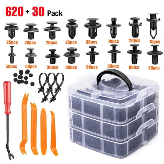 650-Piece Car Retainer Clips Auto Fasteners Push Trim Plastic Clips Pin Rivet Bumper Kit