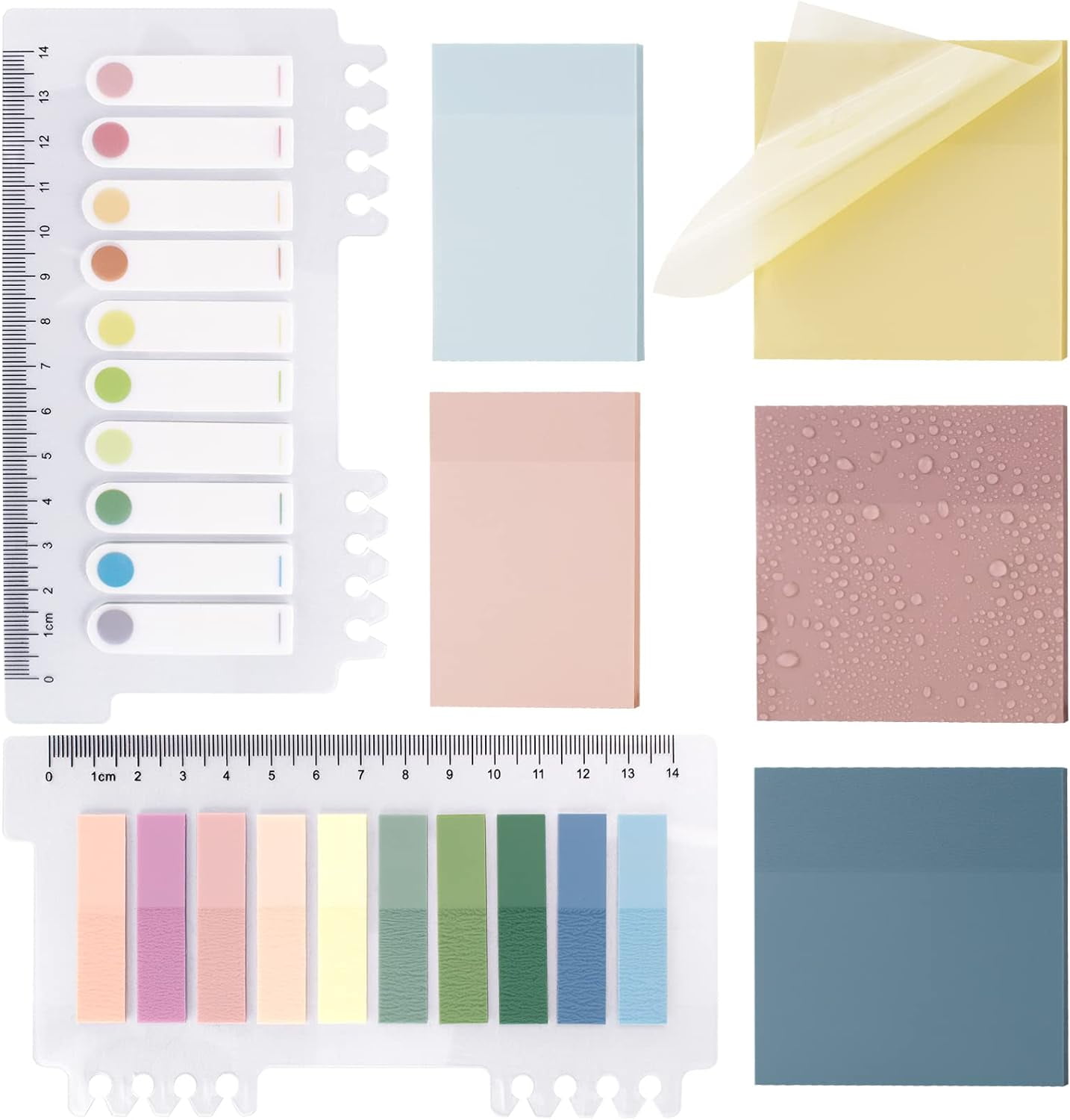 RETON Transparent Waterproof Sticky Notes with Index Stickers, Multicolor, 650 Count