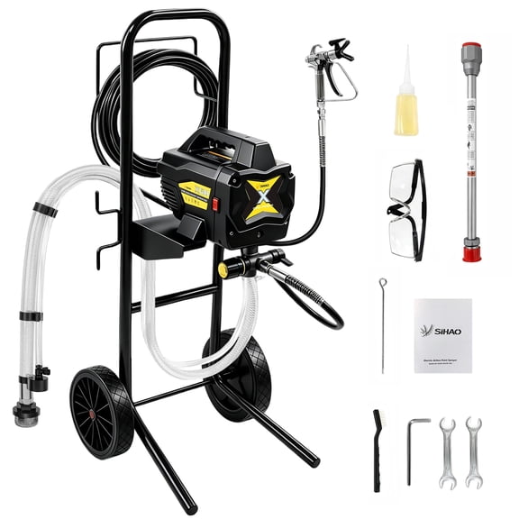 SHUNJITAI 650W Airless Paint Sprayer with Cart & Extension Pole, Paint Gun Kit for Home & Commercial Use