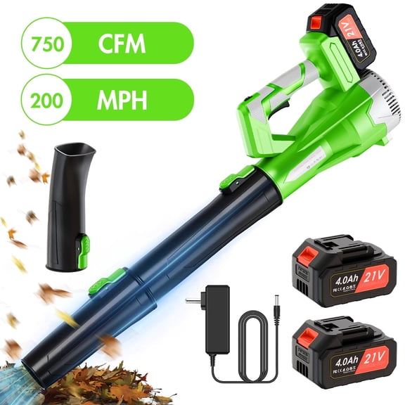 CATGOOD 21V Cordless Leaf Blower 750CFM 200MPH, 6 Speed Electric Leaf Blower with 2×4.0Ah Batteries for Lawn, Patio, Yard and Dust Cleaning