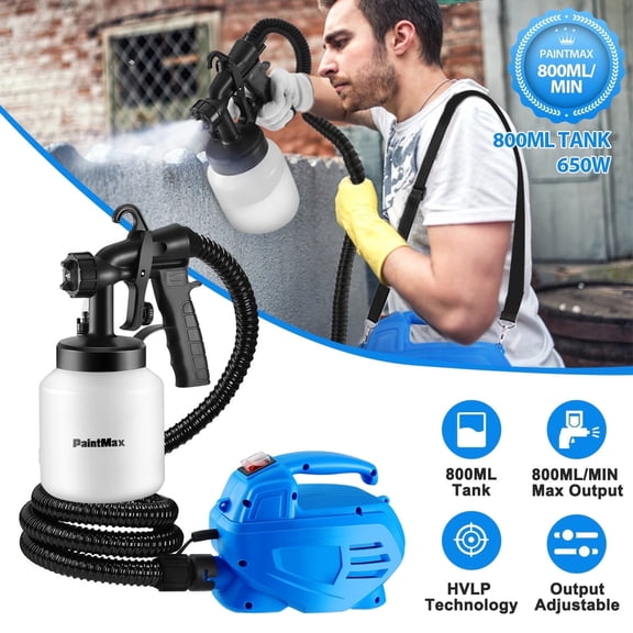 Teqhome 650W Electric Paint Gun iMounTEK 800ML Paint Sprayer Machine with 3 Spraying Patterns Motor Strap Detachable Container