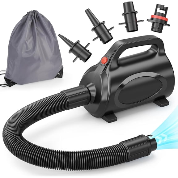 650W Electric Pump for Inflatables Air Mattress - Quick Fill Inflator/Deflator Pump for Gymnastics Mat Pool Float Raft, Portable Air Pump with Storage Bag AC 110-120V