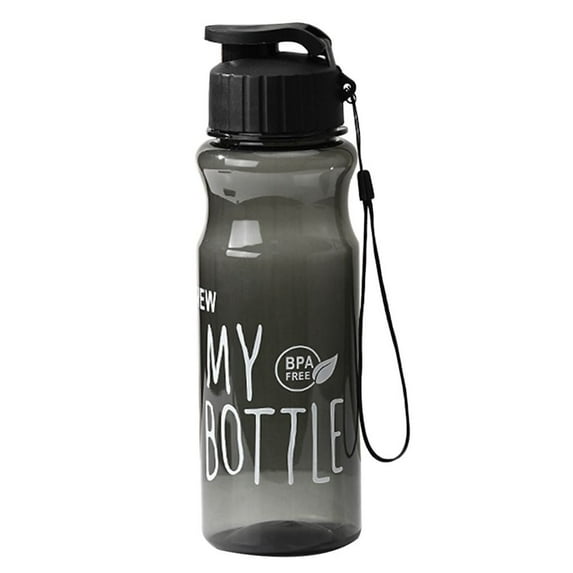 650ml Outdoor Sport Transparent Large Capacity Water Bottle Plastic Water Cup BLACK